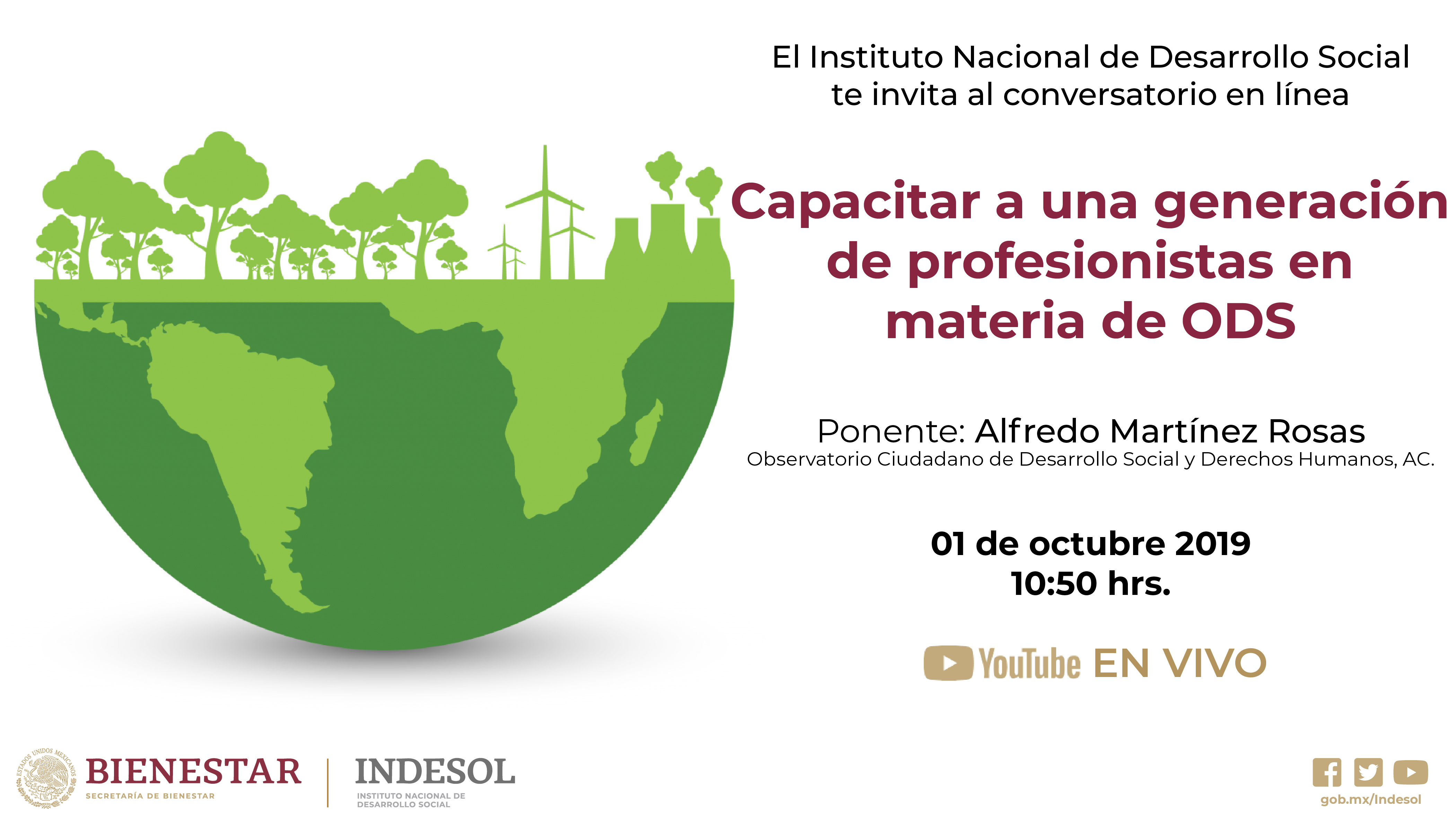 Banner conversatorio Indesol "Capacitar a una generación de profesionistas en materia de ODS"