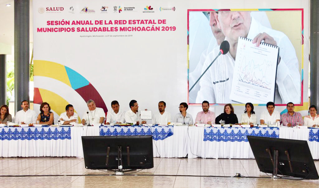 El gobernador de Michoacán presidió la Sesión Anual de la Red Estatal de Municipios Saludables