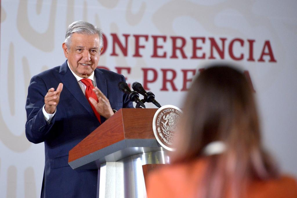 El presidente de México, Andrés Manuel López Obrador, durante la Conferencia matutina de hoy desde Palacio Nacional.