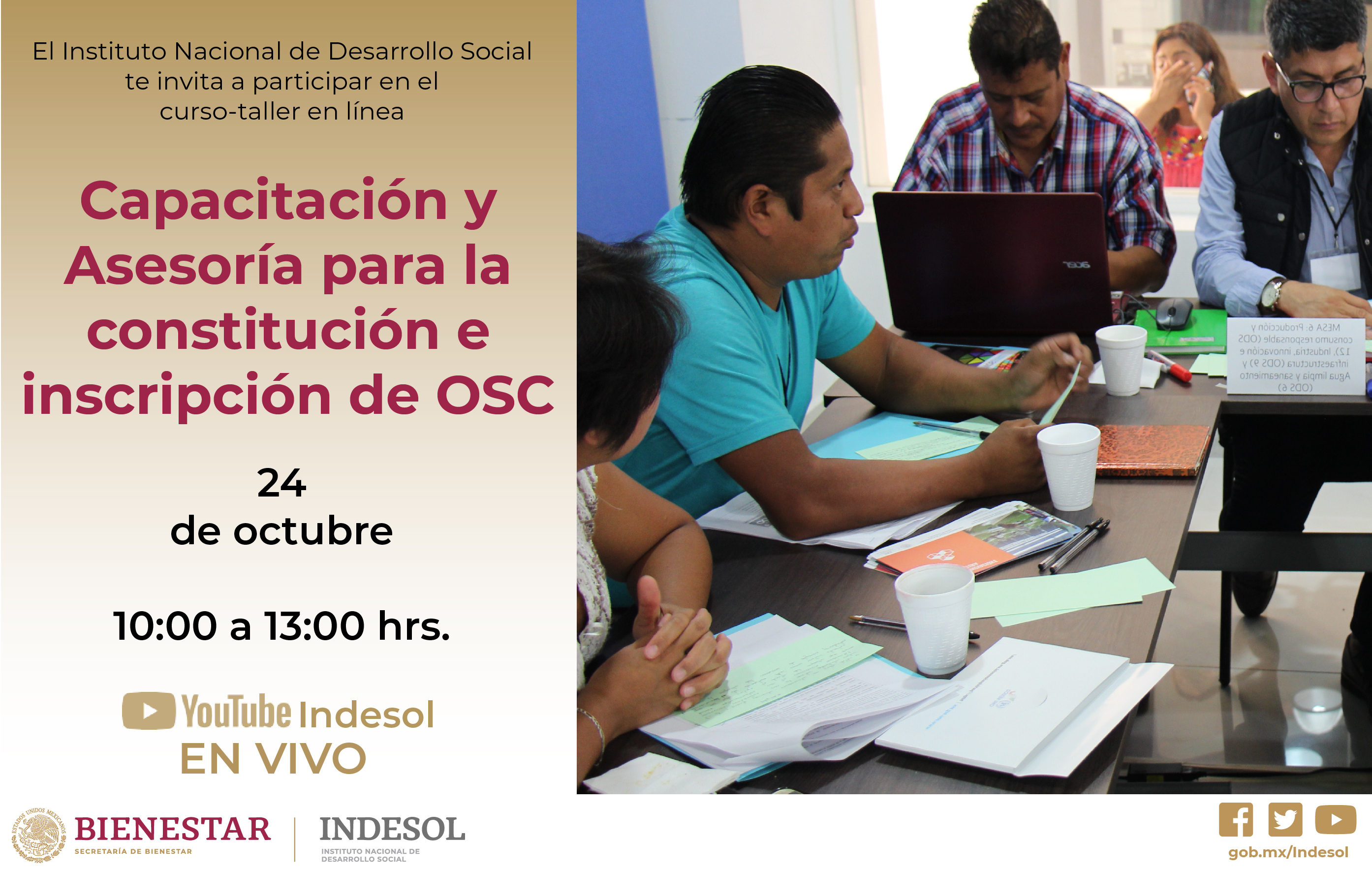 Banner curso en línea Capacitación y Asesoría para la constitución e inscripción de OSC 