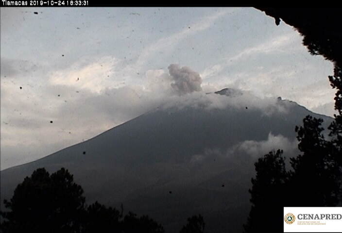 Por medio de los sistemas de monitoreo del volcán Popocatépetl se identificaron 219 exhalaciones, acompañadas de gases y ligeras cantidades de ceniza además se registraron 287 minutos de tremor.