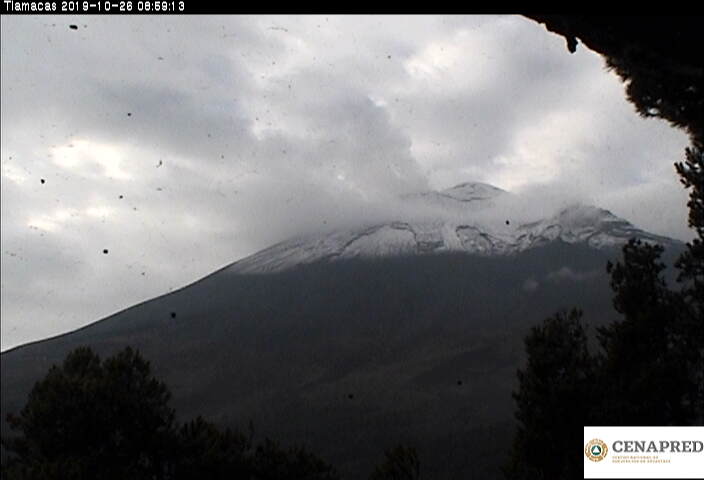 Actividad del volcán Popocatépetl el sábado 26 de octubre de 2019