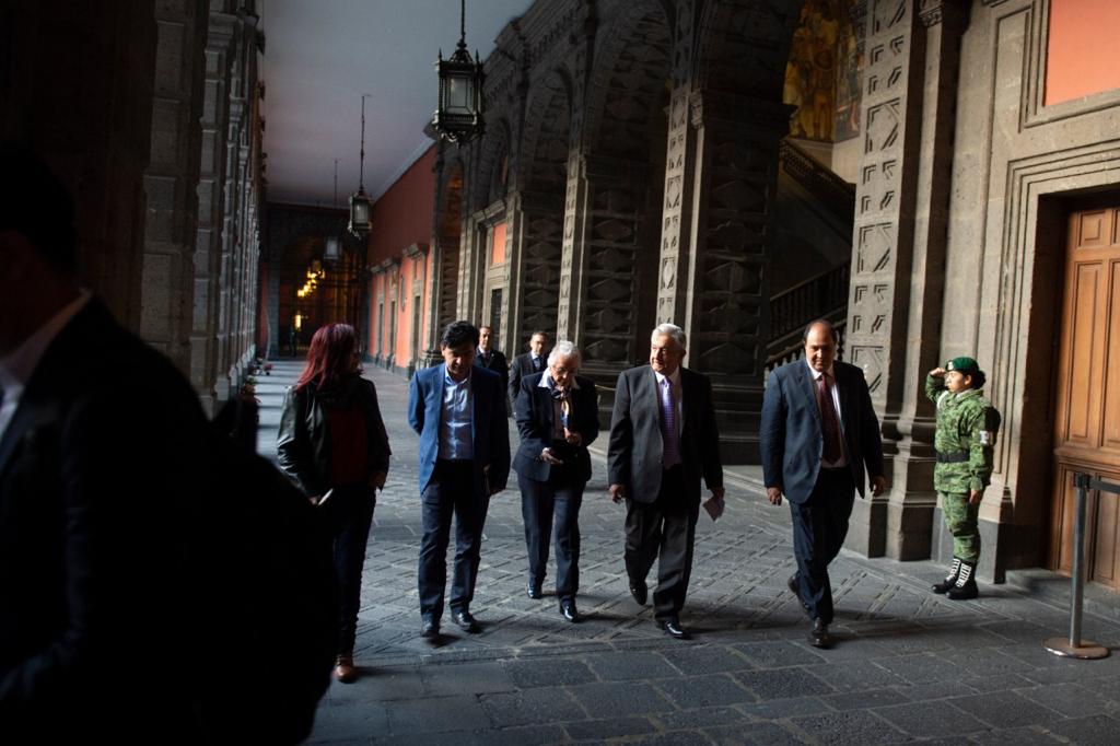 El presidente de México, Andrés Manuel López Obrador, previo a la conferencia matutina de hoy desde Palacio Nacional.