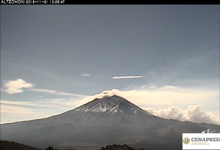 Por medio de los sistemas de monitoreo del volcán Popocatépetl se identificaron 182 exhalaciones acompañadas de vapor de agua, gases volcánicos y bajo contenido de ceniza.