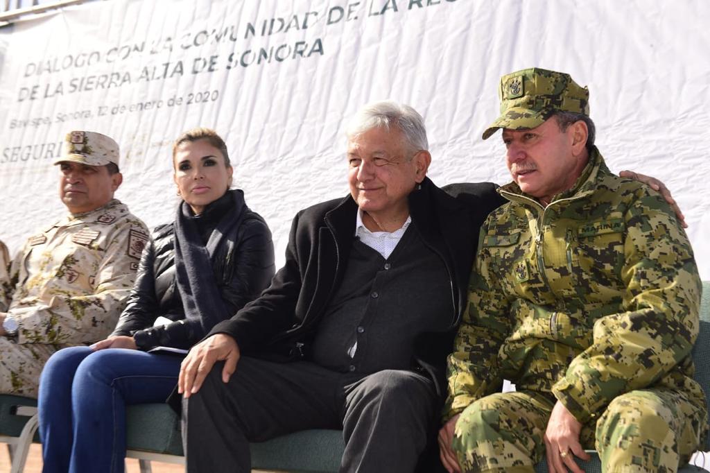 El presidente de México, Andrés Manuel López Obrador, durante el iálogo con la comunidad de la región de la sierra alta de Sonora, desde Bavispe, Sonora.