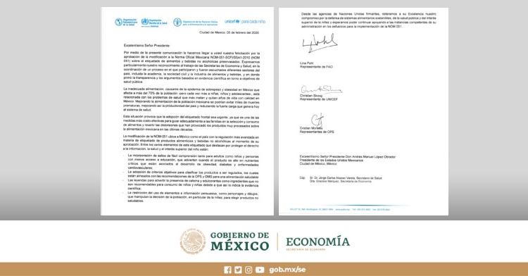 Agencias de la ONU felicitan al Gobierno de México por norma de etiquetado en alimentos y bebidas no alcohólicas 