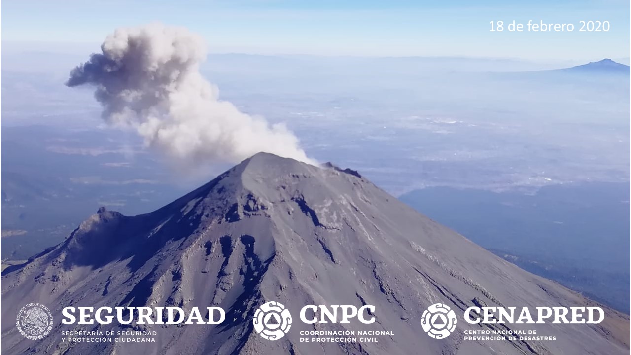 Sobrevuelo al volcán Popocatépetl, 18 de febrero de 2020.