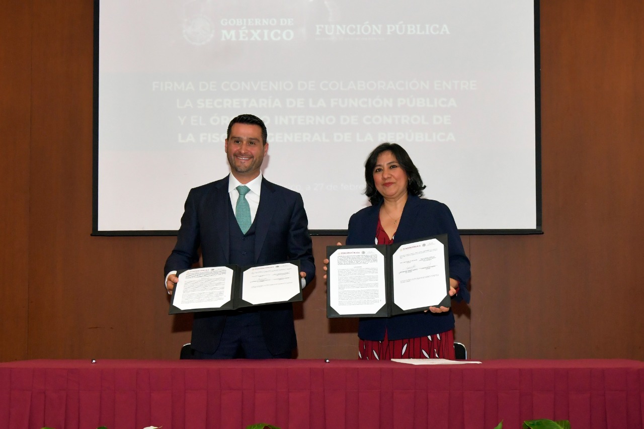 Función Pública firma convenio de colaboración con el Órgano Interno de Control de la FGR, para fortalecer el combate a la corrupción
