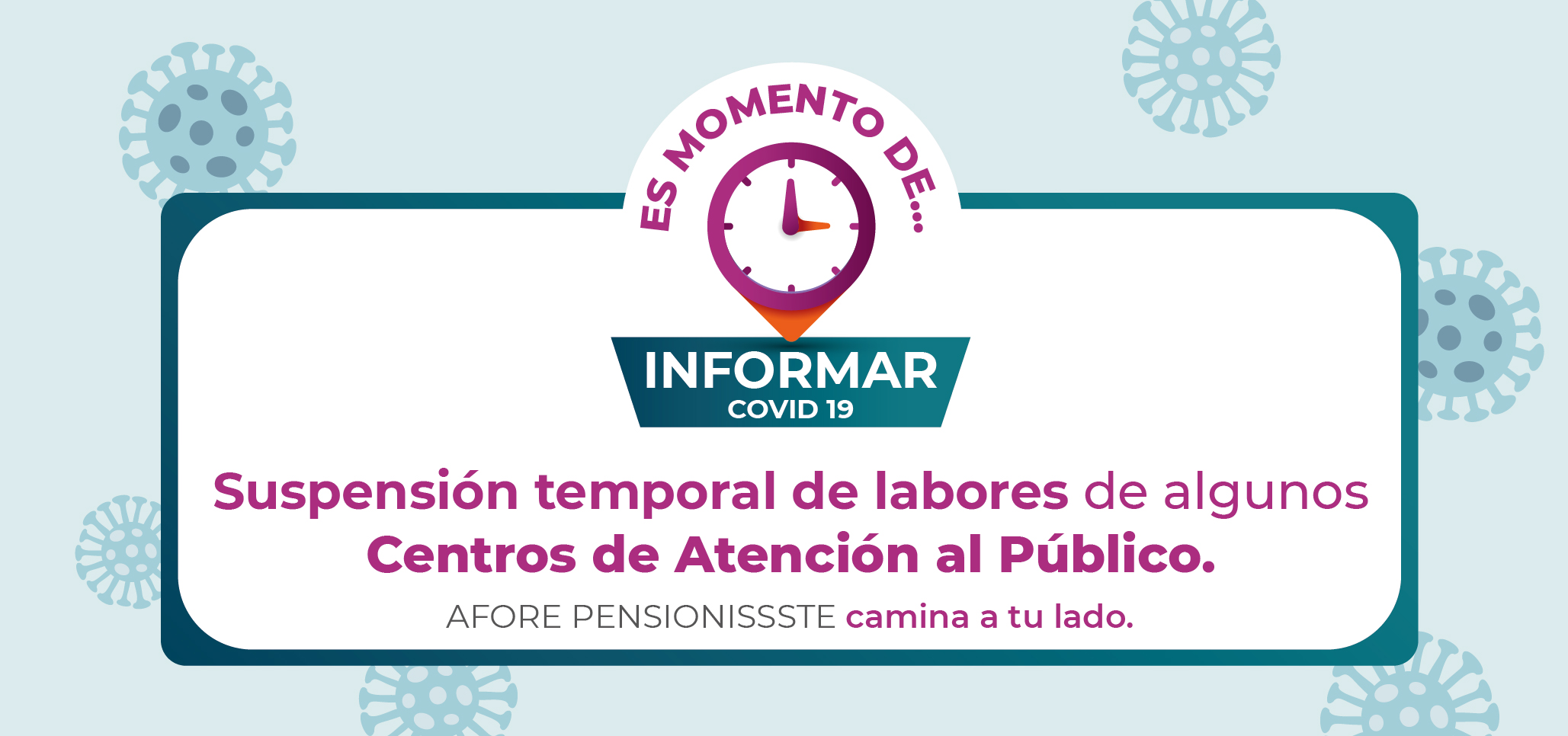 Suspensión temporal de labores en los Centros de Atención al Público de PENSIONISSSTE