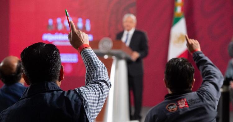 El presidente de México, Andrés Manuel López Obrador, durante la conferencia matutina de hoy desde Palacio Nacional.