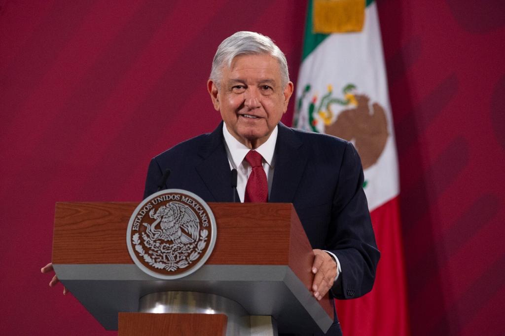 El presidente de México, Andrés Manuel López Obrador, durante la conferencia matutina de hoy, desde Palacio Nacional.