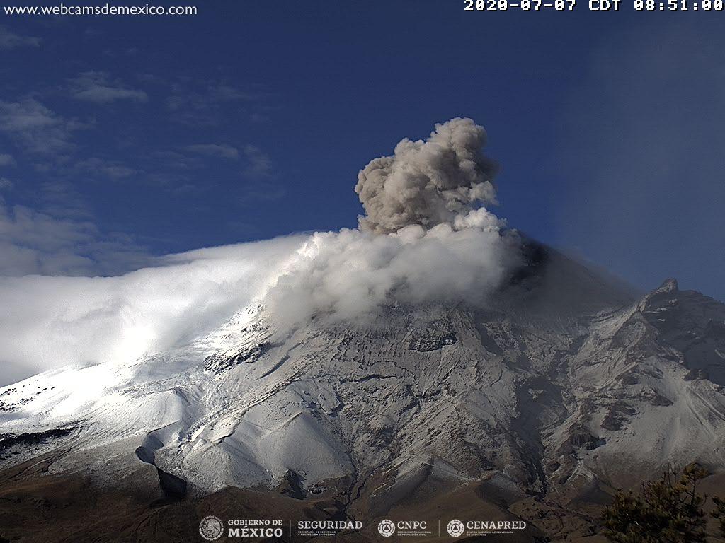 En las últimas 24 horas, mediante el sistema de monitoreo del volcán Popocatépetl se identificaron 85 exhalaciones y 318 minutos de tremor.