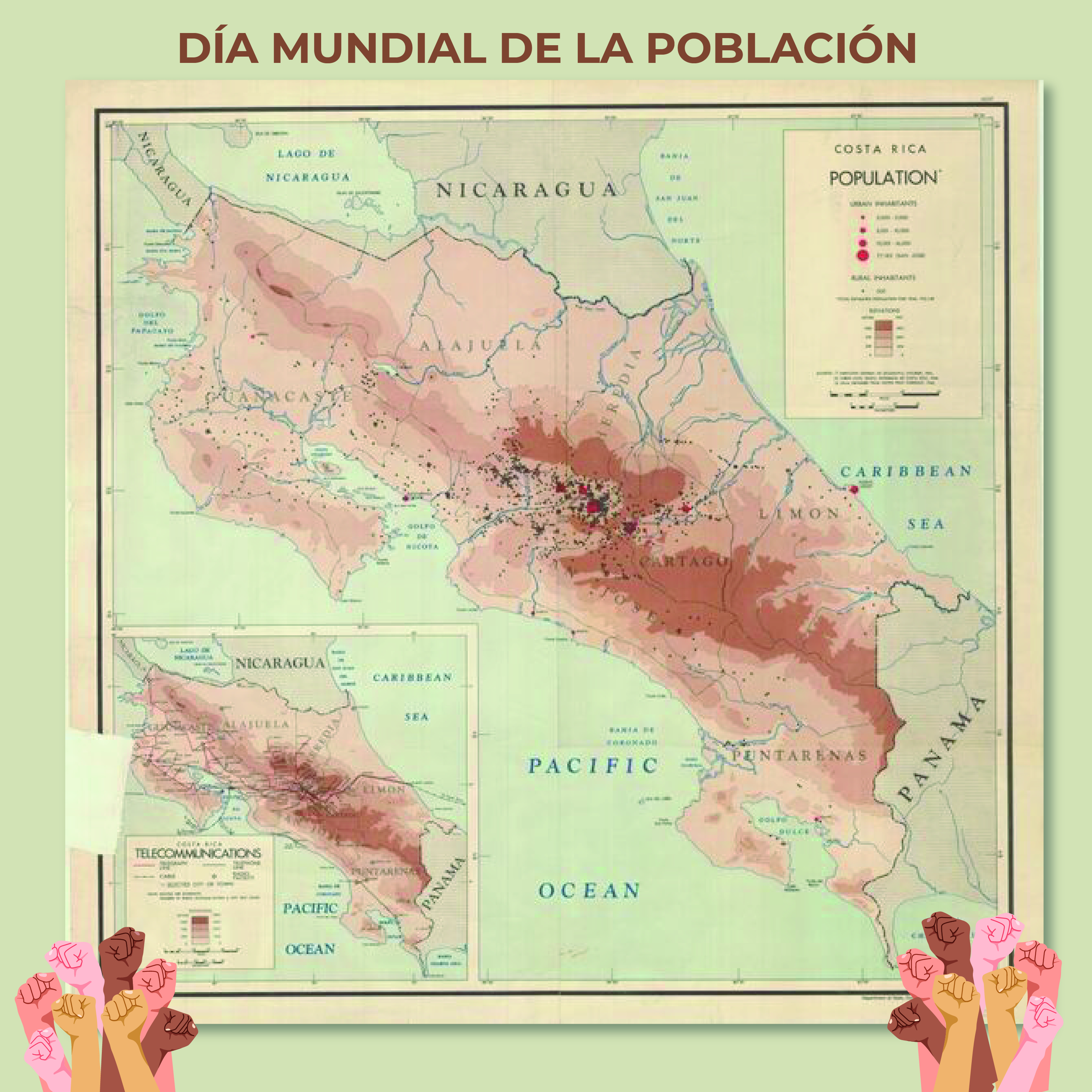 Para conmemorar esta fecha, la Mapoteca presenta el mapa: “Distribución de la población en Costa Rica”, elaborado en 1946.