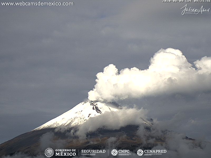 En las últimas 24 horas, mediante los sistemas de monitoreo del volcán Popocatépetl se identificaron 43 exhalaciones y 114 minutos de tremor
