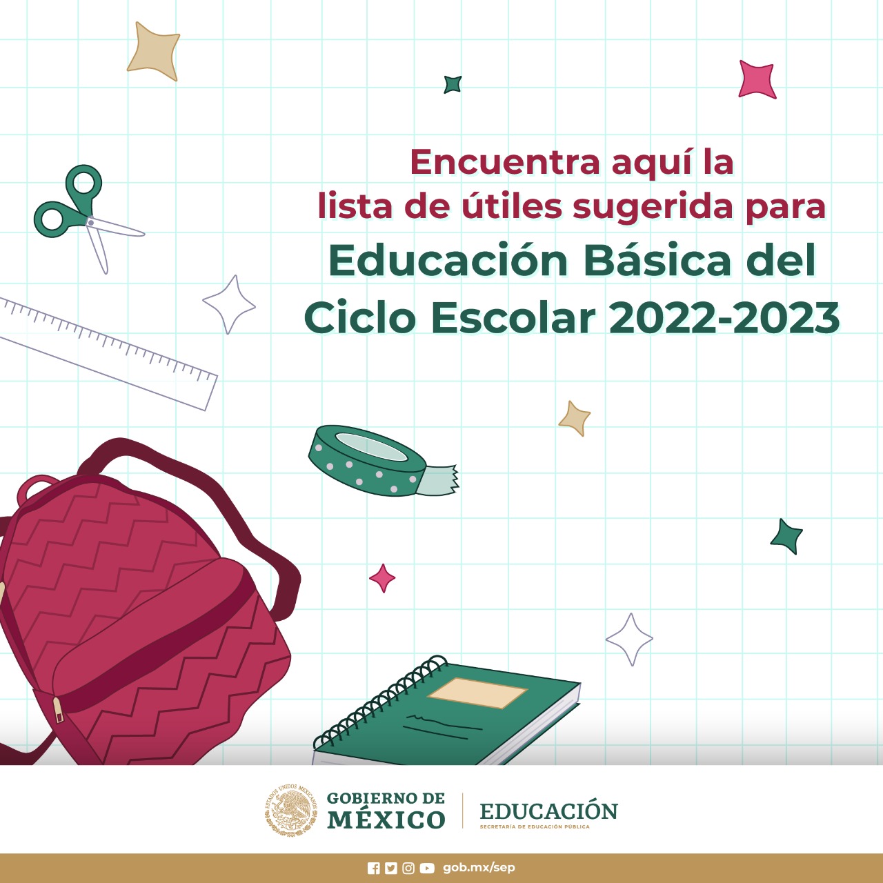 Encuentra aquí la lista de útiles sugerida para Educación Básica del Ciclo Escolar 2022-2023