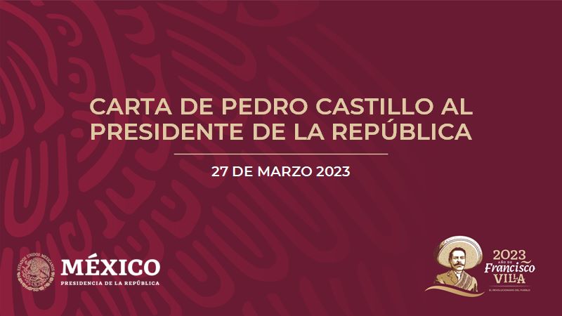 Carta de Pedro Castillo al presidente de la República