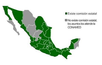Mapa de las Comisiones Estatales