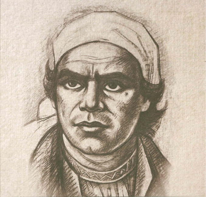 Boceto a lápiz del rostro de José María Morelos y Pavón
