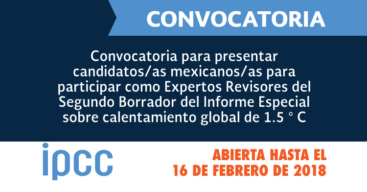 Convocatoria IPCC hasta el 16 de febrero de 2018