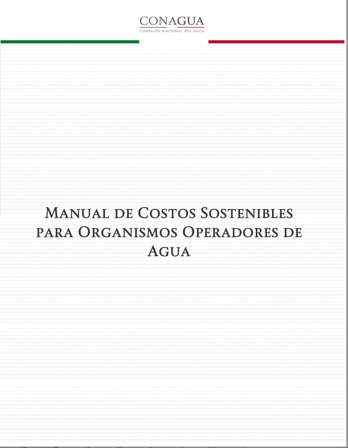 Imagen de archivo en PDF con título: Manual de costos sostenibles para organismos operadores de agua.