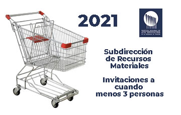 carrito de compras con el texto 2021 subdirección de recursos materiales, invitaciones a cuando menos 3 personas y logo del HRAEPY