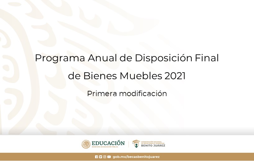 Programa Anual de Disposición Final de Bienes Muebles 2021. Primera modificación