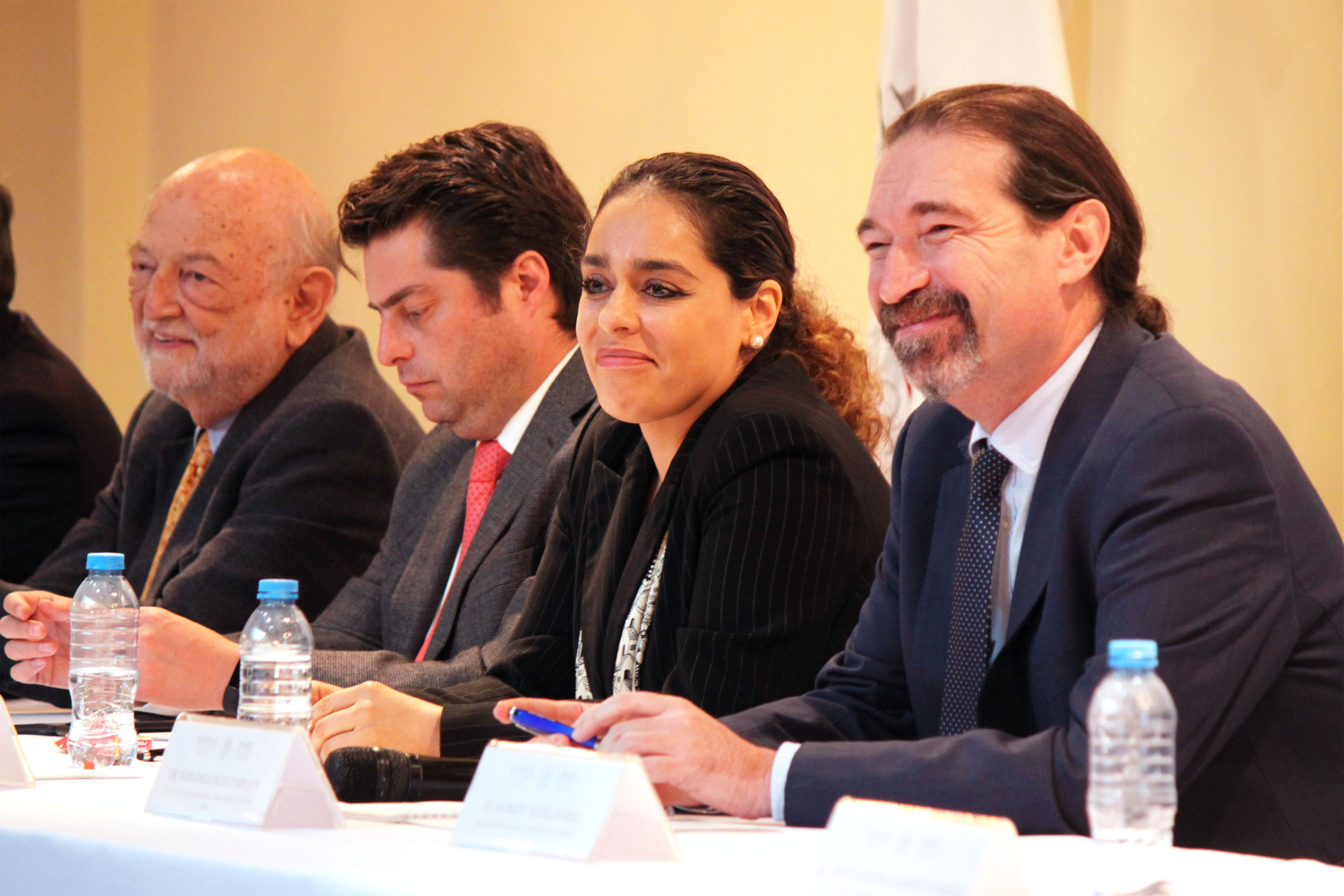 La Dra. Narcedalia Ramírez sentada junto a funcionarios de diversas instituciones públicas.
