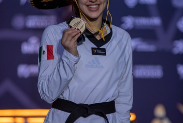 Leslie Soltero, campeona mundial de taekwondo en Guadalajara 2022. CONADE