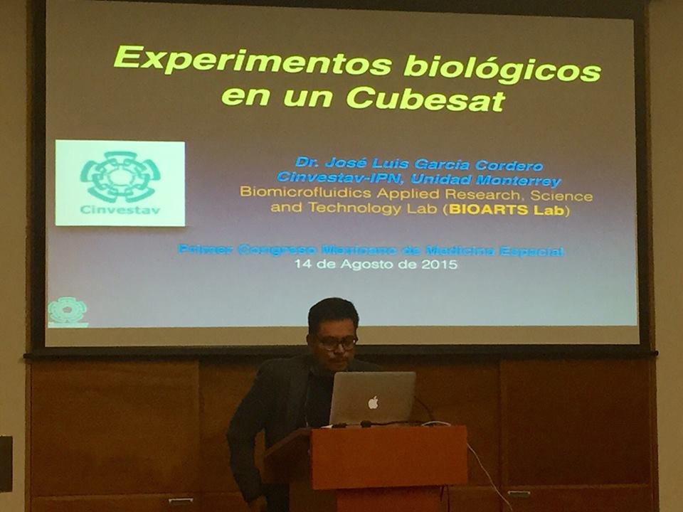 #1CMME José Luis García, IPN, Tema: Experimentos biológicos en CubeSat http://transmisiones.uaslp.mx/tvlive.html