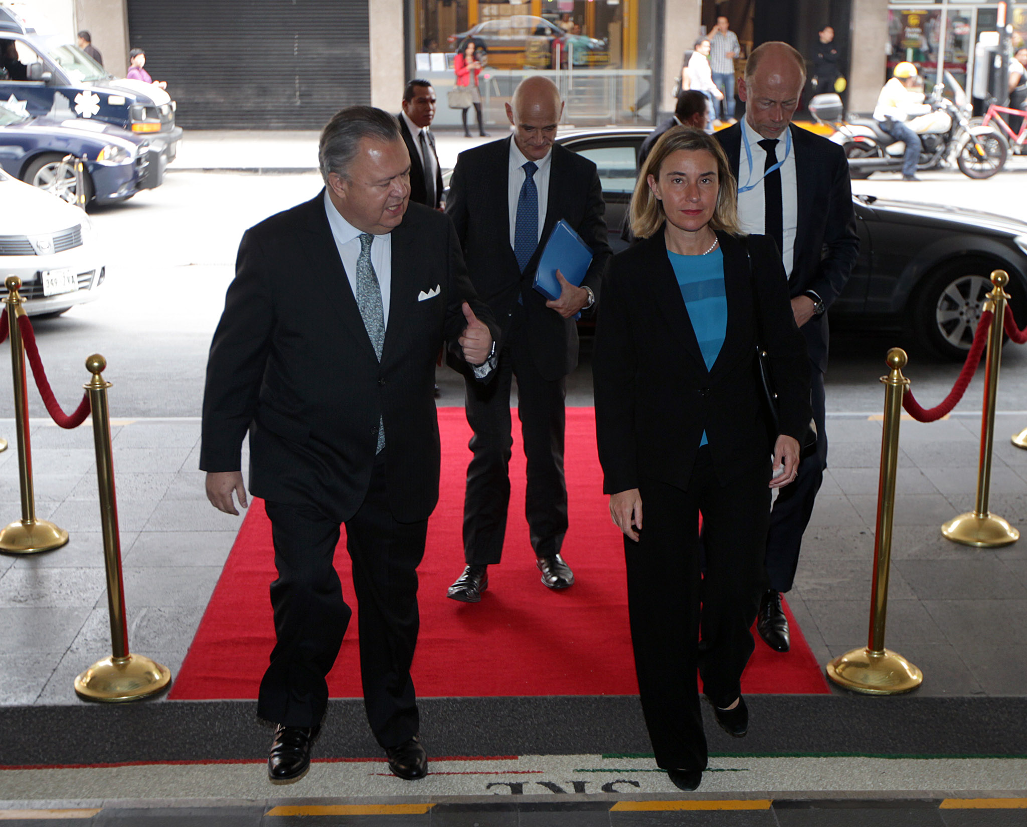 Llegada a la SRE de Federica Mogherini, Alta Representante de la Unión Europea para Asuntos Exteriores y Política de Seguridad. 