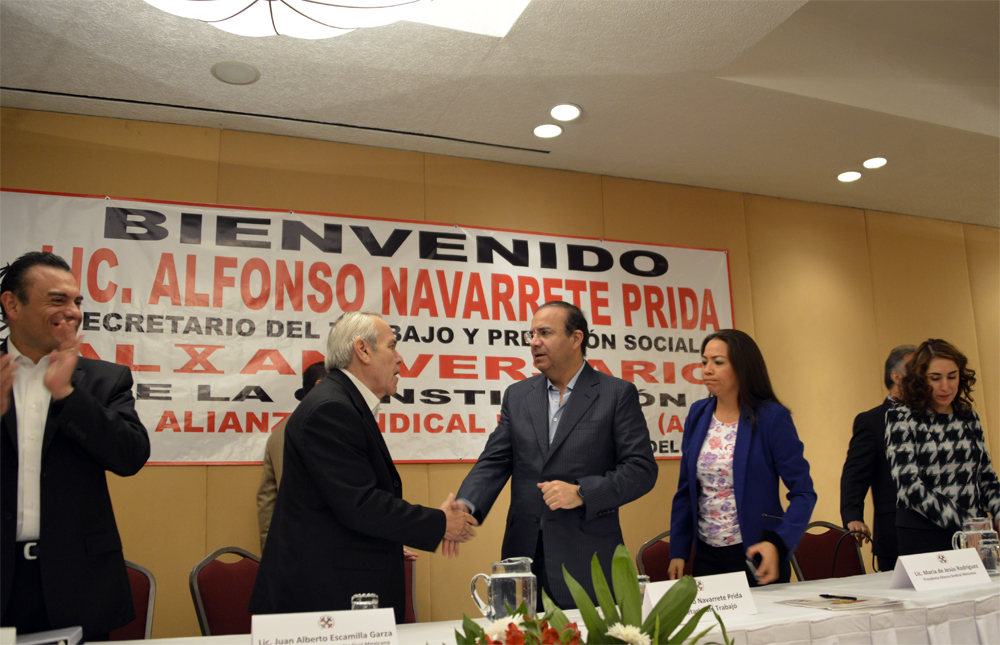 El titular de la Secretaría del Trabajo y Previsión Social, Alfonso Navarrete Prida, participó en la Conmemoración del X Aniversario de la Alianza Sindical Mexicana.