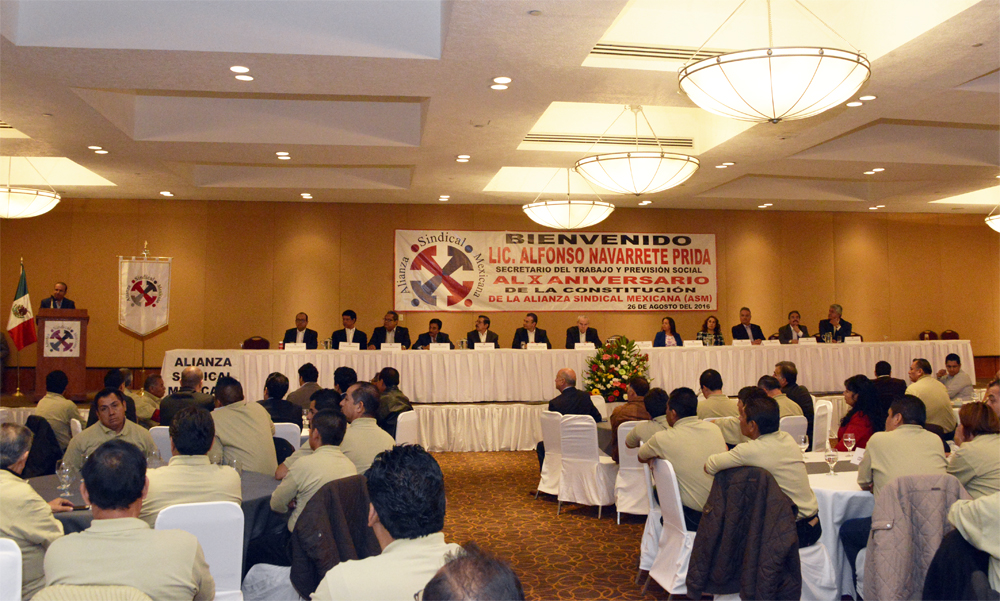 El titular de la Secretaría del Trabajo y Previsión Social, Alfonso Navarrete Prida, participó en la Conmemoración del X Aniversario de la Alianza Sindical Mexicana.