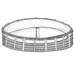 Dibujo de tanque circular de geomembrana