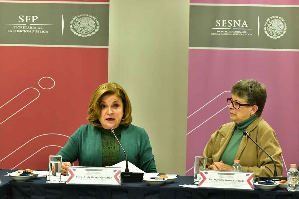 La Titular de la SFP, Arely Gómez, durante su participación en la reunión