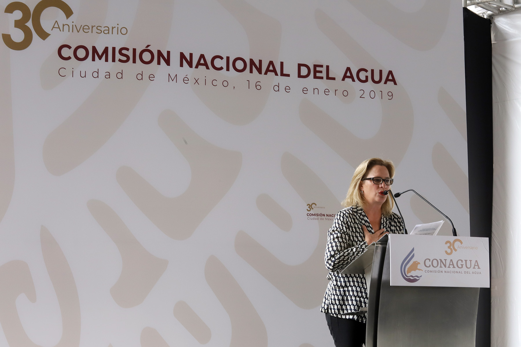Al encabezar el 30 aniversario de la Conagua, la Secretaria de Medio Ambiente y Recursos Naturales, Josefa González Blanco Ortiz Mena, hizo un llamado para hacer de este el “sexenio del agua”.
