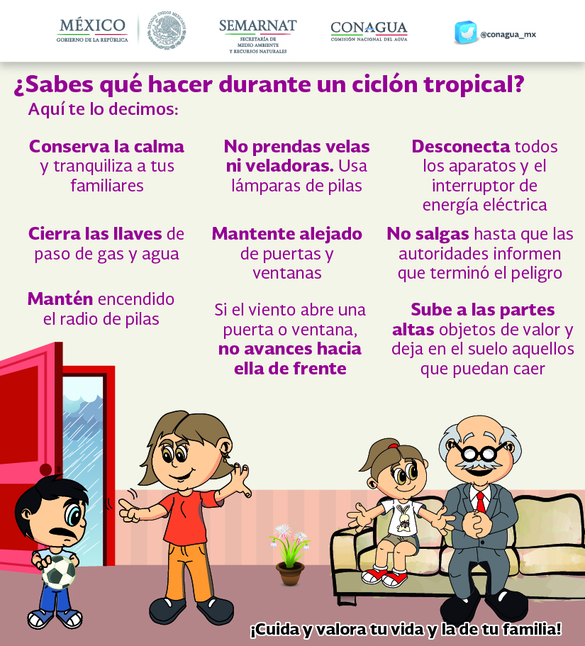 En la siguiente infografía te damos algunas recomendaciones para que no pongas en riesgo tu vida y la de tu familia durante el paso de un ciclón tropical.