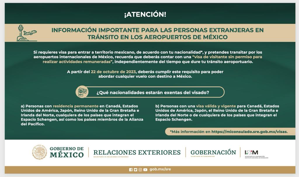 Información para Extranjeros que Viajan por México |  Secretario de Asuntos Exteriores |  gobierno