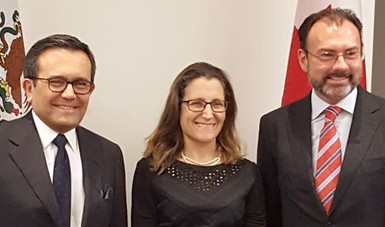 Los Secretarios de Relaciones Exteriores y Economía de México se reunieron con la Ministra de Relaciones Exteriores de Canadá