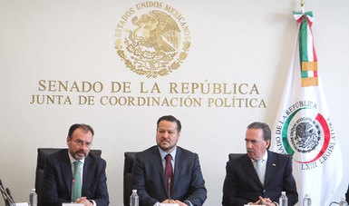 Transcripción de la conferencia de prensa con el Secretario de Relaciones Exteriores, Luis Videgaray Caso al término de la reunión con la Junta de Coordinación Política del Senado de la República