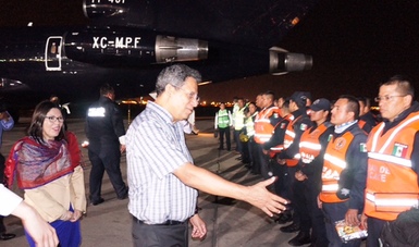 En el arribo a Perú del personal mexicano de ayuda