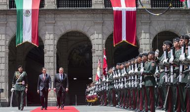 El Primer Mandatario recibió en el Palacio Nacional al Primer Ministro de Dinamarca, quien realiza una Visita Oficial a México.