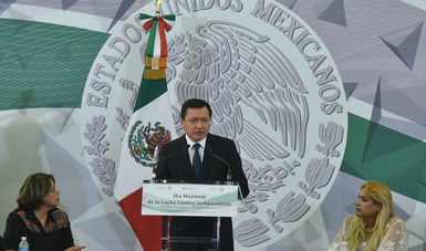 El Secretario de Gobernación, Miguel Ángel Osorio Chong, durante la Conmemora el Día Nacional de la Lucha contra la Homofobia
