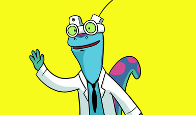 Dibujo animado del Dr. Gecko.