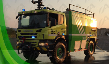 Vehículo de Rescate y Extinción de Incendios diseñado y fabricado por Aeropuertos y Servicios Auxiliares en colaboración con el Consejo Nacional de Ciencia y Tecnología