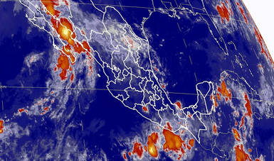 Imagen de satélite sobre México con filtro infrarrojo.