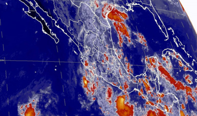 Imagen satelital sobre el territorio nacional con filtros infrarrojos.