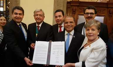 El Presidente Andrés Manuel López Obrador presentó el Plan de Desarrollo Integral con mandatarios de Honduras, Guatemala y el Vicepresidente de El Salvador