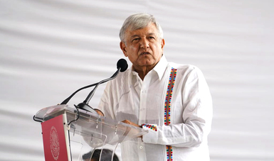 El Presidente Andrés Manuel López Obrador durante la presentación del Plan Nacional de Refinación