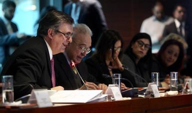 Canciller Marcelo Ebrard en la Reunión de Trabajo de las Comisiones Unidas de Relaciones Exteriores del Senado de la República