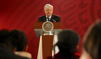 Presidente Andrés Manuel López Obrador durante conferencia de prensa del lunes 7 de enero de 2019